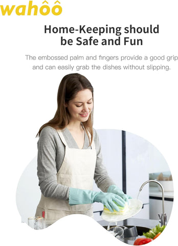 LANON wahoo Skin-Friendly Dishwashing Kitchen Gloves, Reusable